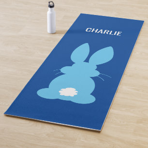 Blaue Häschen-Silhouette-personalisiertes süßes Yogamatte