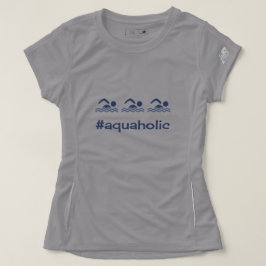 Blaue Hashtag-Aquaholie schwimmen T-Shirt