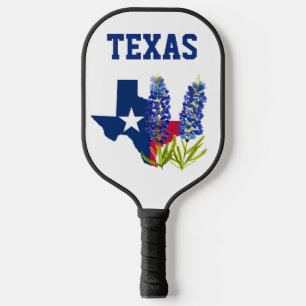 Blaue Hauben Austin Texas Blumige Texanische Flagg Pickleball Schläger