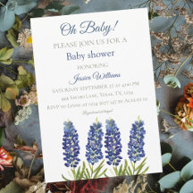 Blaue Hauben Blaue Blumen-Aquarell Texas Baby Jung