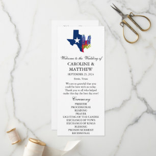 Blaue Hauben Blaue Blumen Texas Moderne Hochzeit Programm