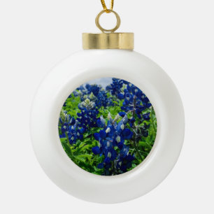 Blaue Hauben Blaue Blumen Texas Texan Elegant Keramik Kugel-Ornament