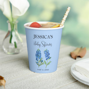 Blaue Hauben Blumen Texas Baby Shower Mädchen Pappbecher