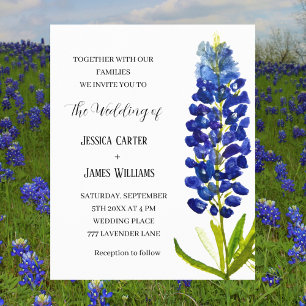 Blaue Hauben Texas Blaue Aquarell-Blumenhochzeit