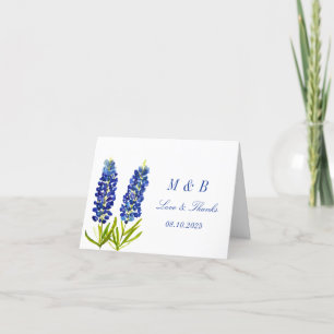 Blaue Hauben Texas Blaue Blumen vintage Aquarell Dankeskarte