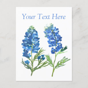 Blaue Hauben Texas Blaue Blumen vintage Aquarell Postkarte