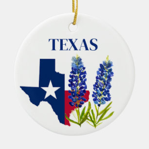Blaue Hauben Texas-Blume Floral Texan Flagge Keramik Ornament