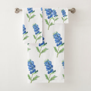Blaue Hauben Texas State Blaue Blumen Aquarell Badhandtuch Set