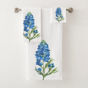 Blaue Hauben Texas State Blaue Blumen Aquarell Badhandtuch Set