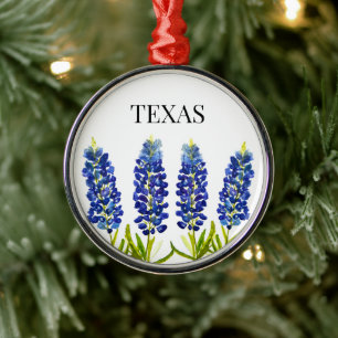 Blaue Hauben Texas State Blumen Lupine Aquarell  Ornament Aus Metall