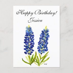 Blaue Hauben Texas State Blumen Lupine Aquarell  Postkarte