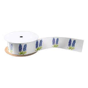 Blaue Hauben Texas State Blumen Muster Aquarell Satinband