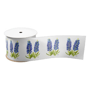 Blaue Hauben Texas State Blumen Muster Aquarell Satinband