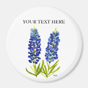 Blaue Hauben Texas State Flowers Lupine Aquarell Magnet