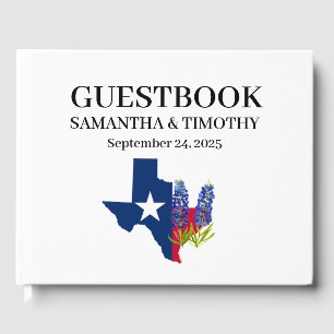 Blaue Haubenblumen-Blumen-Texas-Hochzeit Gästebuch