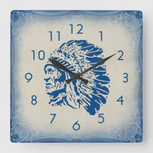 Blaue HauptSilhouette-Wand-Uhr Quadratische Wanduhr