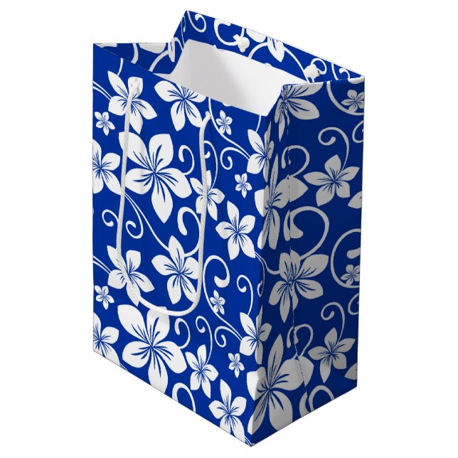 BLAUE HAWAII (ROYAL BLUE) Geschenktasche Mittlere Geschenktüte (Vorderseite Schrägansicht)