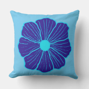 Blaue hawaiianische Blume Kissen Für Draußen