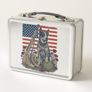 Blaue Heeler-Patriotische-Gedenk-Vintage-Gravur S Metall Brotdose