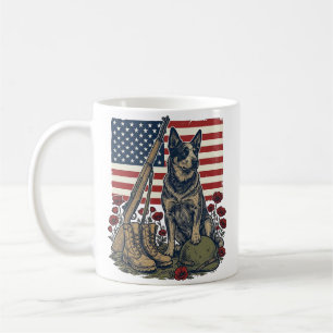Blaue Heeler-patriotische Gedenk-Vintage-Prägung S Kaffeetasse