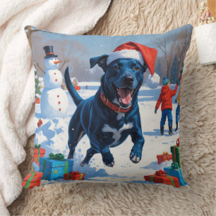 Blaue Heeler Weihnachtsfest Schnee Szene Kissen