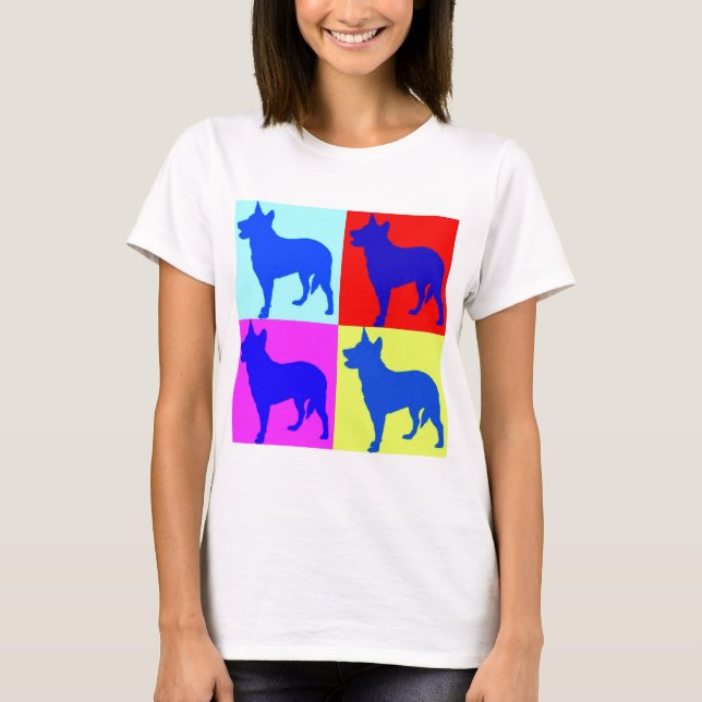 Blaue Heelers Farbwand T-Shirt (Vorderseite)