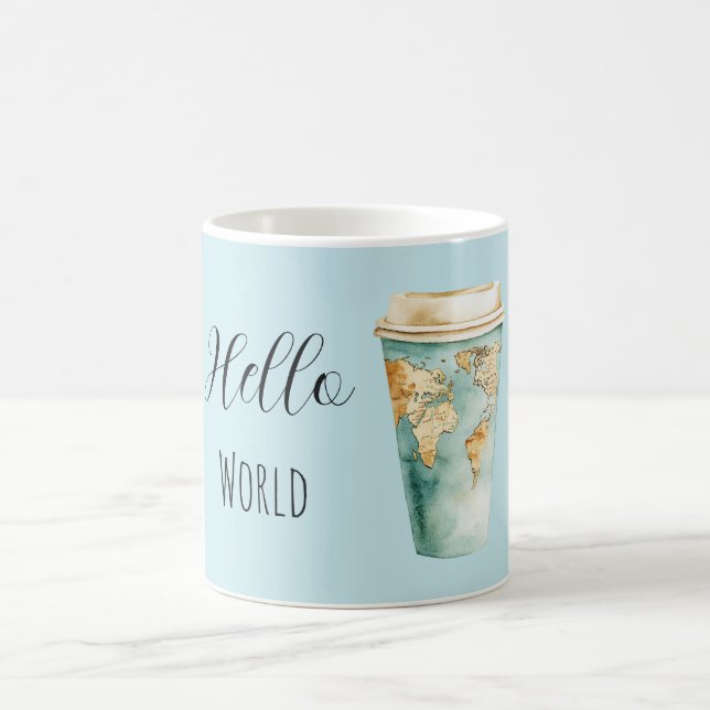 Blaue Hello World Kaffeetasse (Mittel)