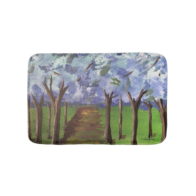 Blaue Herbstwälder Badematte (Vorderseite)