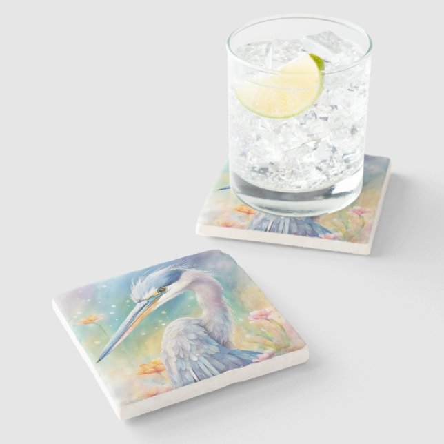 Blaue Herde von Rainbow Birds 2 Steinuntersetzer (Seitenansicht)