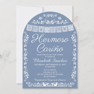 Blaue Hermoso Cariño-Baby-Shower-Architektur Einladung