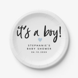 Blaue Herz-Babyparty ist es ein Junge Pappteller