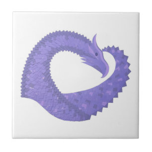 Blaue Herz-Drache auf Weiß Fliese