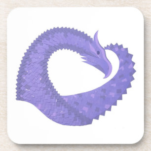 Blaue Herz-Drache auf Weiß Getränkeuntersetzer