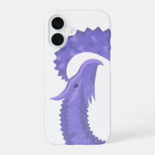 Blaue Herz-Drache auf Weiß iPhone 16 Hülle