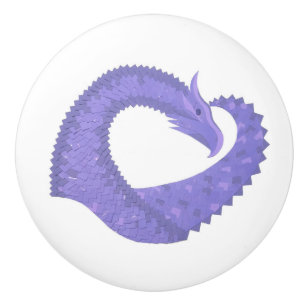 Blaue Herz-Drache auf Weiß Keramikknauf