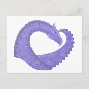 Blaue Herz-Drache auf Weiß Postkarte