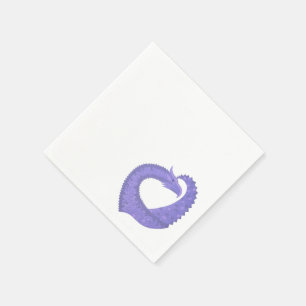 Blaue Herz-Drache auf Weiß Serviette
