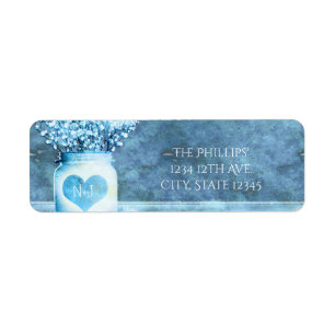 Blaue Herz-Mason-Glas- & Baby-Breath-Einladung