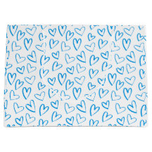 Blaue Herz-Muster-Geschenktasche groß