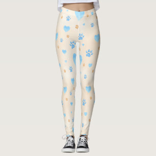 Blaue Herz- und Druckmuster für Wasserfarben Leggings