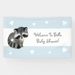 Blaue Herz-Waschbär-Babyparty-Fahne Banner
