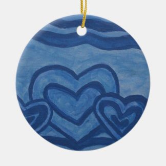 Blaue Herzen Keramikornament