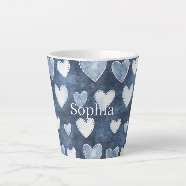 Blaue Herzen Milchtasse (Vorderseite)