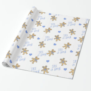 Blaue Herzen mit Teddy Bears Geschenkpapier
