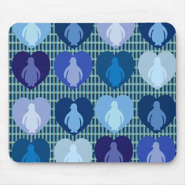 Blaue herzige Pinguine Mousepad (Vorne)