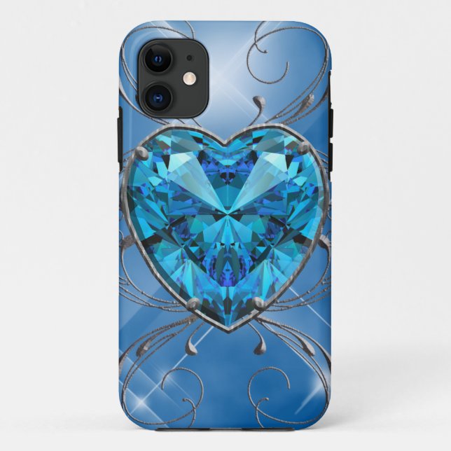 Blaue Herzperle Case-Mate iPhone Hülle (Rückseite)