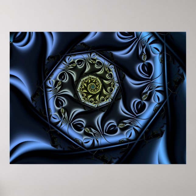 Blaue Herzspirale Poster (Vorne)