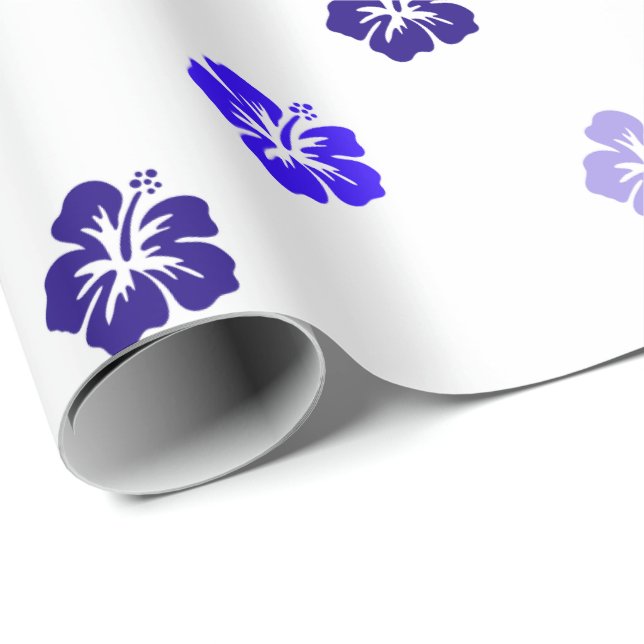 Blaue Hibiskus-Geschenkpapier Geschenkpapier (Rolleneckpunkt)