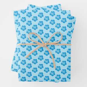 Blaue Hibiskus-Geschenkpapier-Set  Geschenkpapier Set