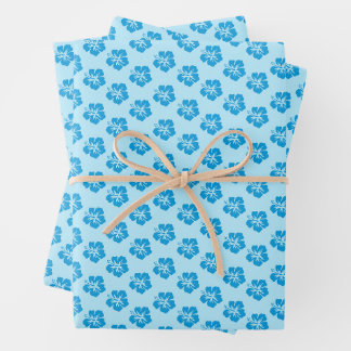 Blaue Hibiskus-Geschenkpapier-Set Geschenkpapier Set